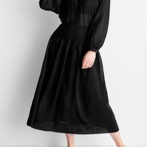 Drop Waist Semi Sheer Midi Skirt